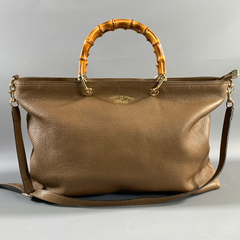 GUCCI Brown 323664 Pebble Grain Leather Shoulder Bag