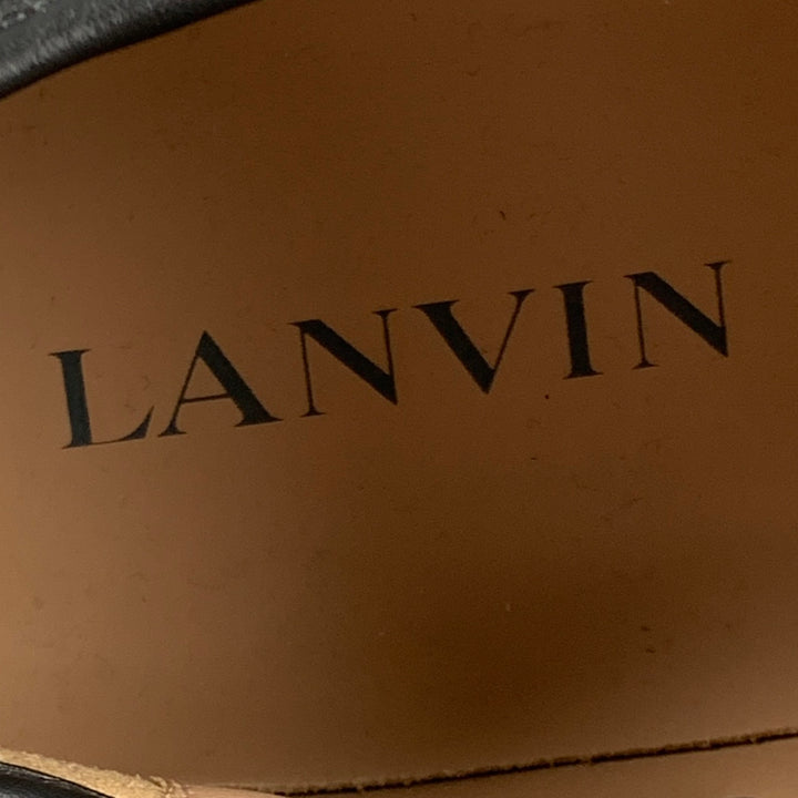 LANVIN Size 11 Charcoal Solid Suede Lace Up Sneakers