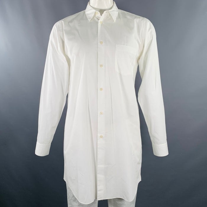 COMME des GARCONS Size XL White Cotton One Pocket Long Sleeve Shirt