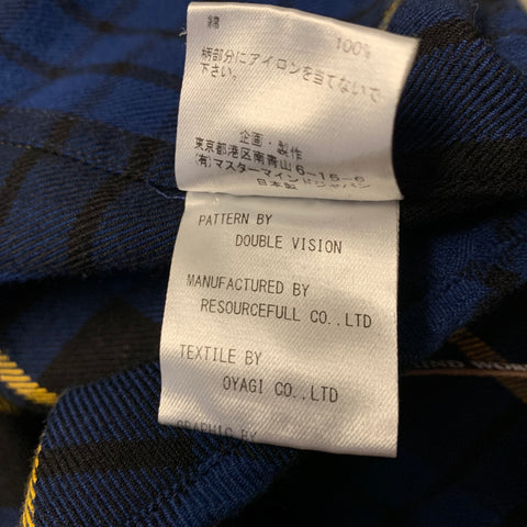 MASTERMIND JAPAN Size XL Navy Black & Yellow Plaid Cotton Long Sleeve Shirt