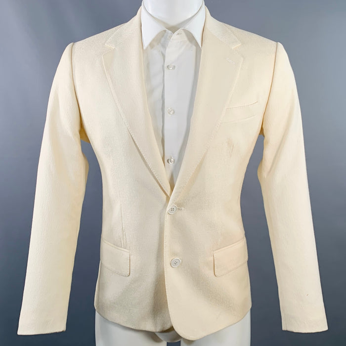 DOLCE & GABBANA Size 38 Regular Cream Textured Virgin Wool Sport Coat