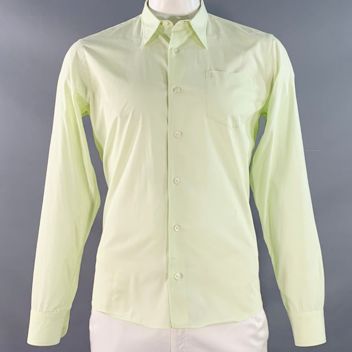 DRIES VAN NOTEN Size 42 Green Lime Cotton One Pocket Long Sleeve Shirt