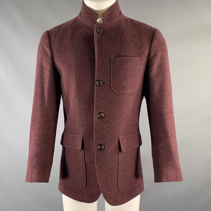 BRUNELLO CUCINELLI Chest Size S Burgundy Heather Cashmere Sport Coat
