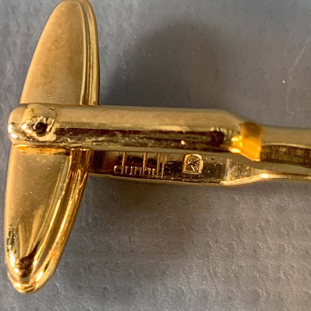 DUNHILL Gold Engraved Metal Monogram Cuff Links