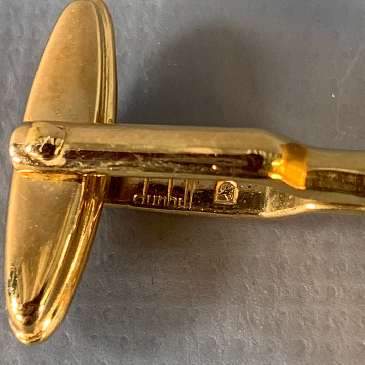 DUNHILL Gold Engraved Metal Monogram Cuff Links