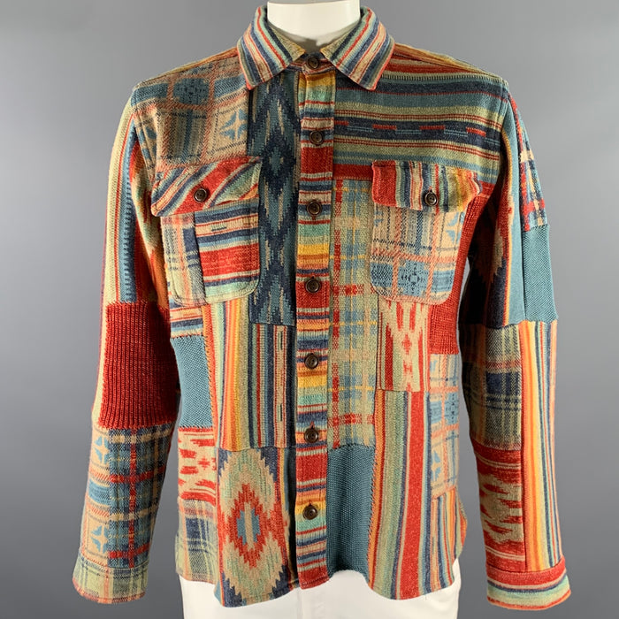 RRL by RALPH LAUREN Size XL Red Patchword Shirt Jacket