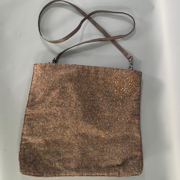BOTTEGA VENETA Brown Rhinestones Wool Cross Body Handbag