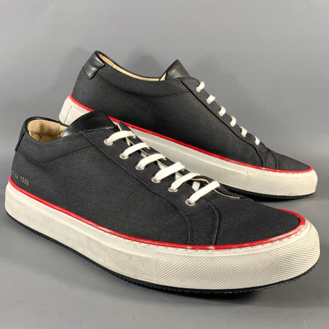 COMMON PROJECTS Size 11 Navy Red Canvas Lace Up Sneakers