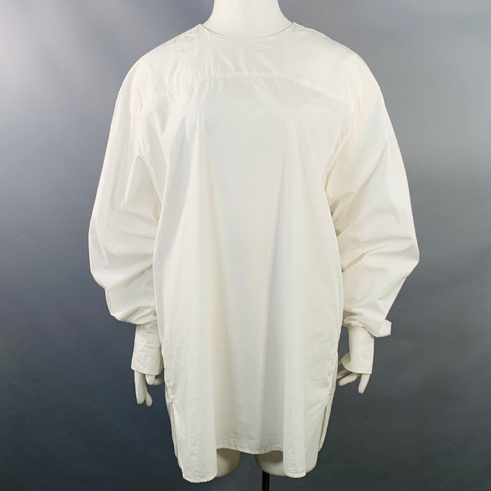 DRIES VAN NOTEN Size XL White Cotton Longline Oversized Casual Top