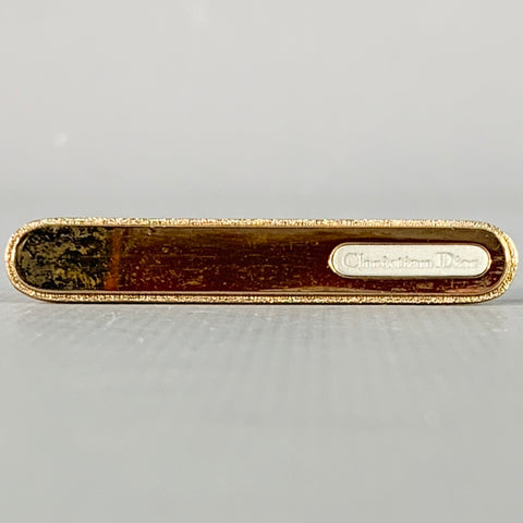 CHRISTIAN DIOR Vintage Gold Silver Logo Metal Cuff Link Tie Clip Set