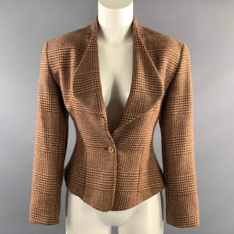 GIORGIO ARMANI Size 6 Pink Brown Wool Alpaca Zig Zag Jacket
