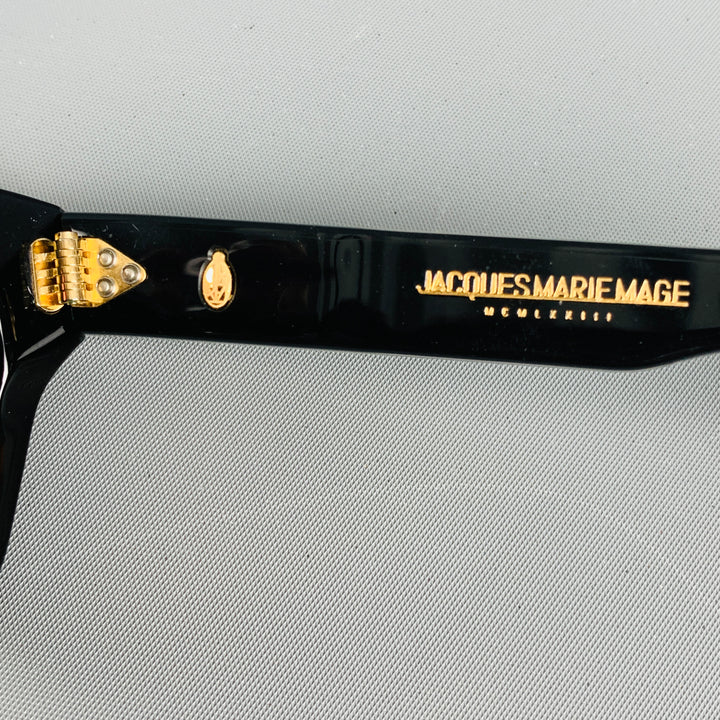 JACQUES MARIE MAGE Black Gold Stripe Acetate Sunglasses