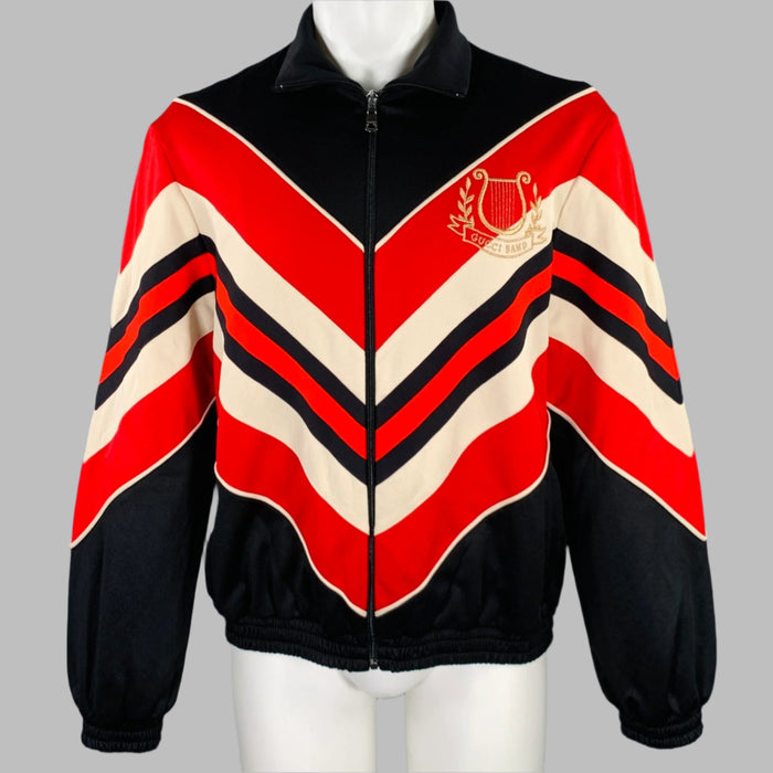 GUCCI 2019 Size S Black Red Embroidery Polyester Cotton Zip Up Jacket