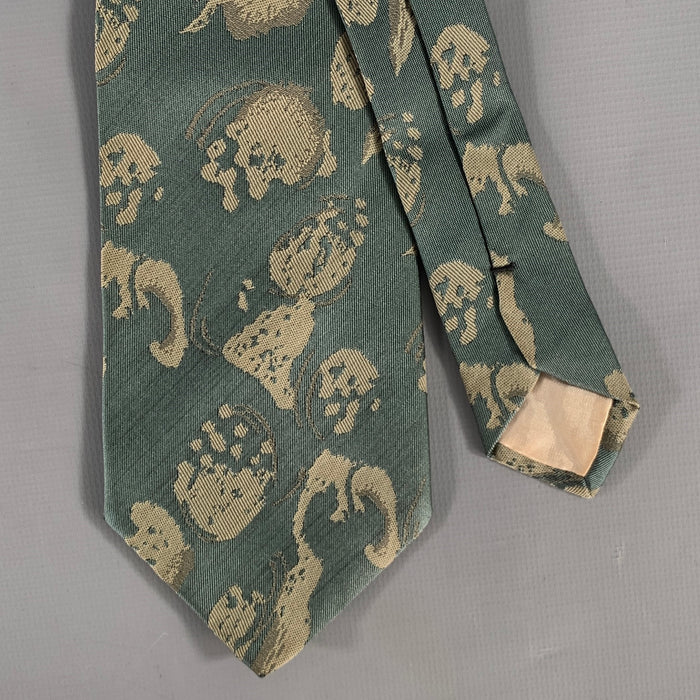 ISSEY MIYAKE Teal Tan Splatter Silk Tie