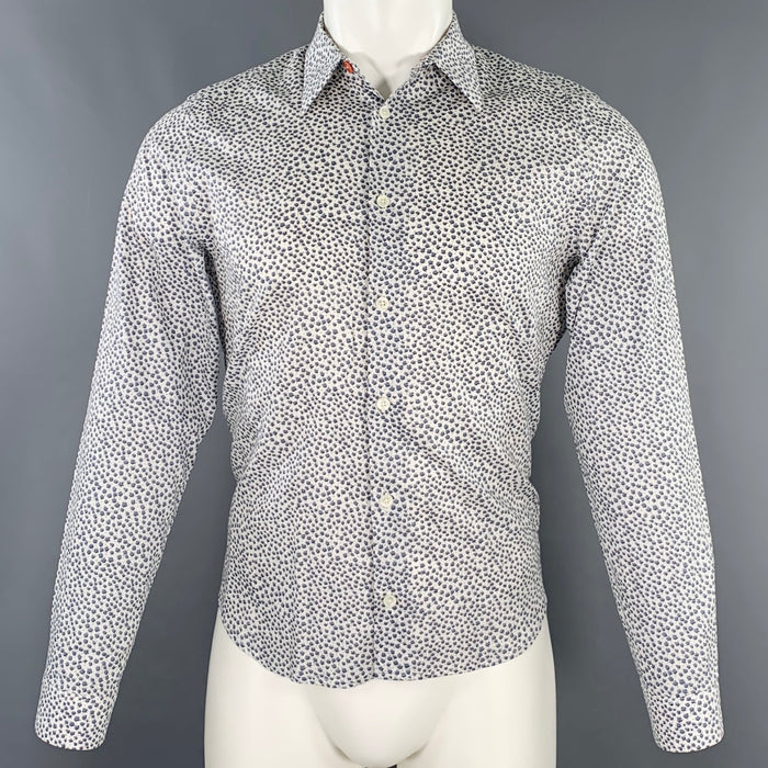PS by PAUL SMITH Size S White Grey Abstract Cotton Long Sleeve Shirt