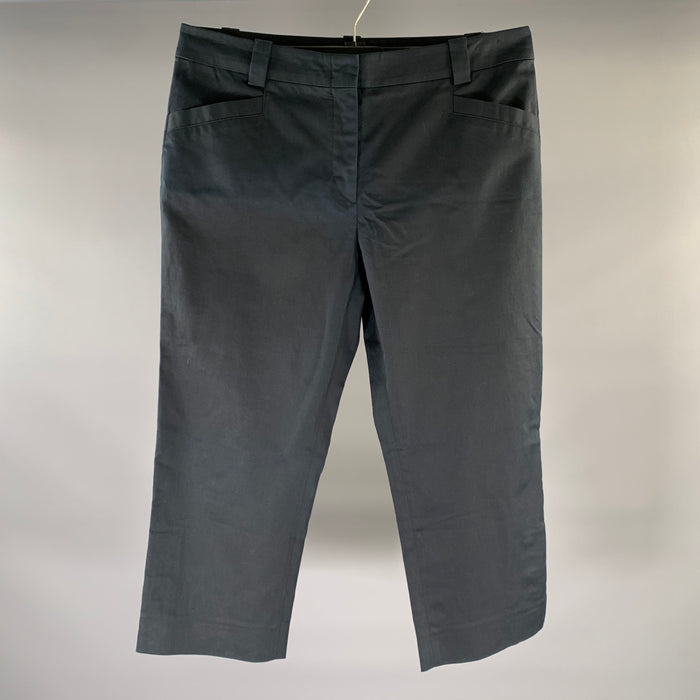 LORO PIANA Size L Navy Cotton Blend Capri Dress Pants