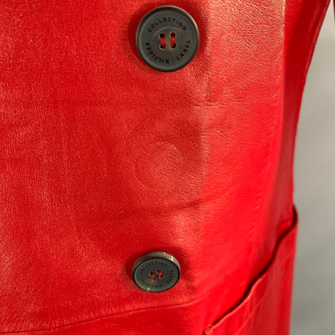 TOMMY HILFIGER Chest Size 38 Red Leather Double Breasted Sport Coat