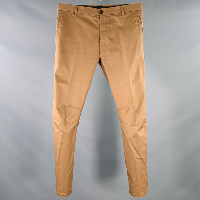 LANVIN Size 32 Khaki Cotton Ankle Zip Flat Front Dress Pants