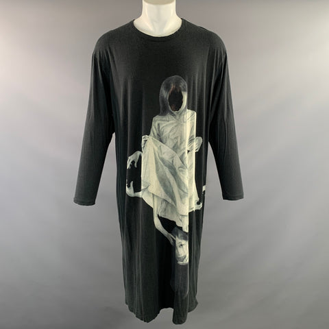 BLACK SCANDAL by YOHJI YAMAMOTO SS2020 Size M Grey Graphic Cotton & Rayon Tunic