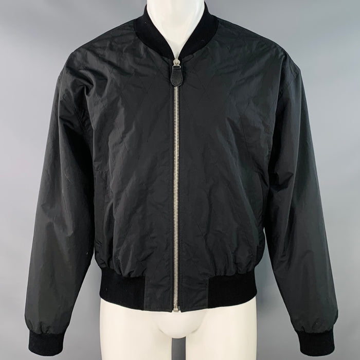 MAISON MARGIELA Size S Black Polyester Quilted Bomber Jacket