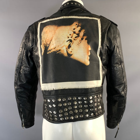ENFANTS RICHES DEPRIMES ERD FW2016 S Black Patch Leather Biker Jacket