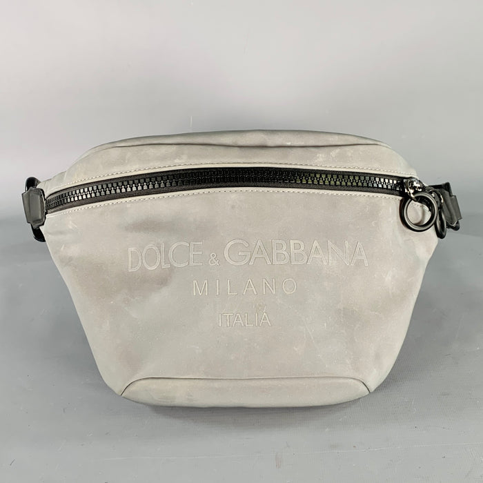 DOLCE & GABBANA Grey Metallic Reflective Canvas Zip Waist Bag