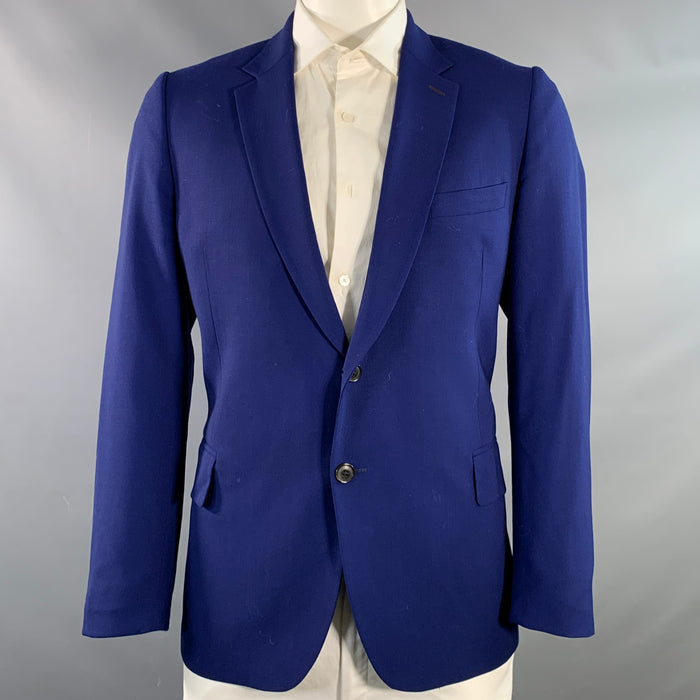 PAUL SMITH Size 44 Regular Blue Wool Notch Lapel Sport Coat