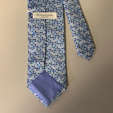 RICHARD JAMES SAVILE ROW Blue Polka Dot Silk Tie