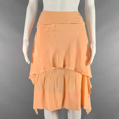 CHANEL Size 4 Orange Sorbet Silk Layered Skirt