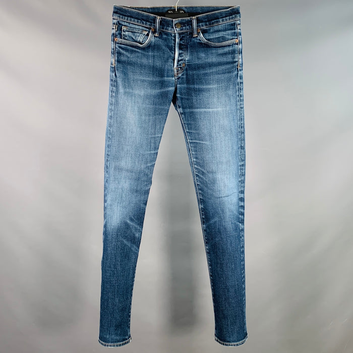TOM FORD Size 30 Blue Cotton Blend Straight Button Fly Jeans