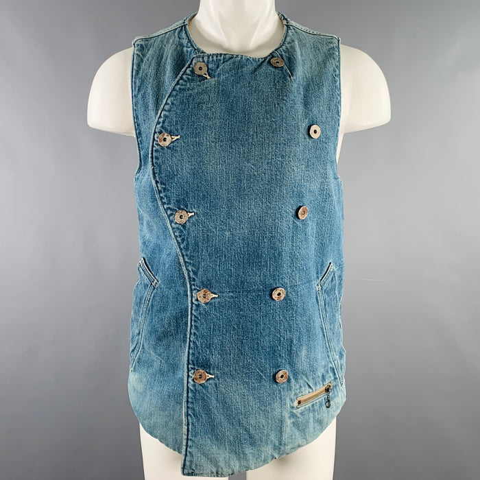 KAPITAL Size L Indigo Wash Denim Asymmetrical Vest