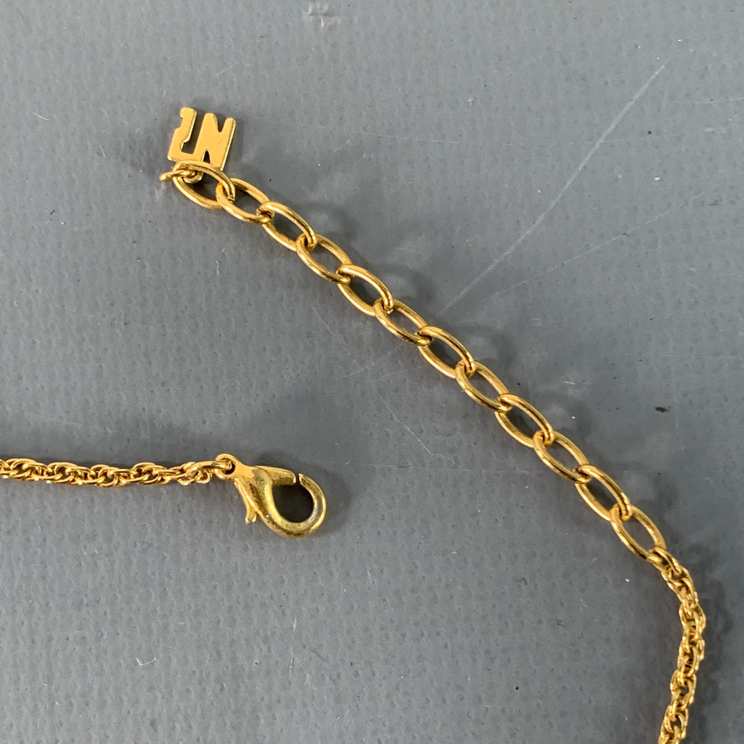 NINA RICCI Gold Silver Chain Link Metal Heart Monogram Pendant Necklace
