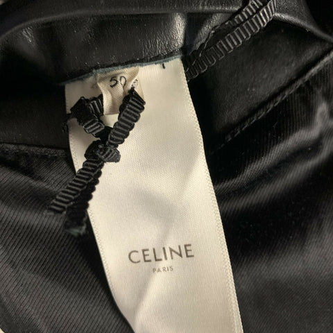 CELINE FW2019 Size 40 Black White Studded Leather Biker Jacket