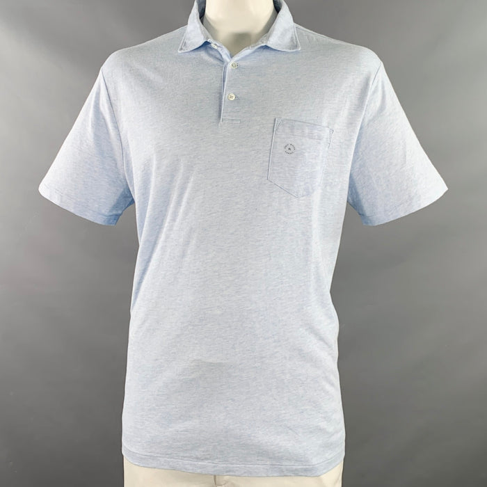 POLO by RALPH LAUREN Size XL Blue Cotton Linen One Pocket Polo