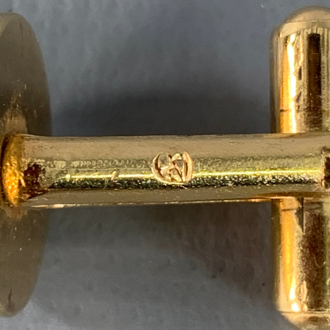 DUNHILL Gold Silver Metal Monogram Cuff Links