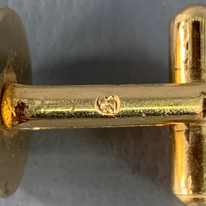 DUNHILL Gold Silver Metal Monogram Cuff Links
