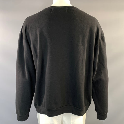 ENFANTS RICHES DEPRIMES SS2016 XL Black Patch Cotton Crew Neck Sweatshirt