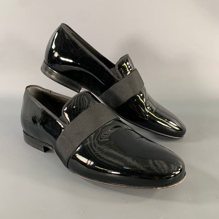 LANVIN Size 8 Black Patent Leather Slip On Loafers