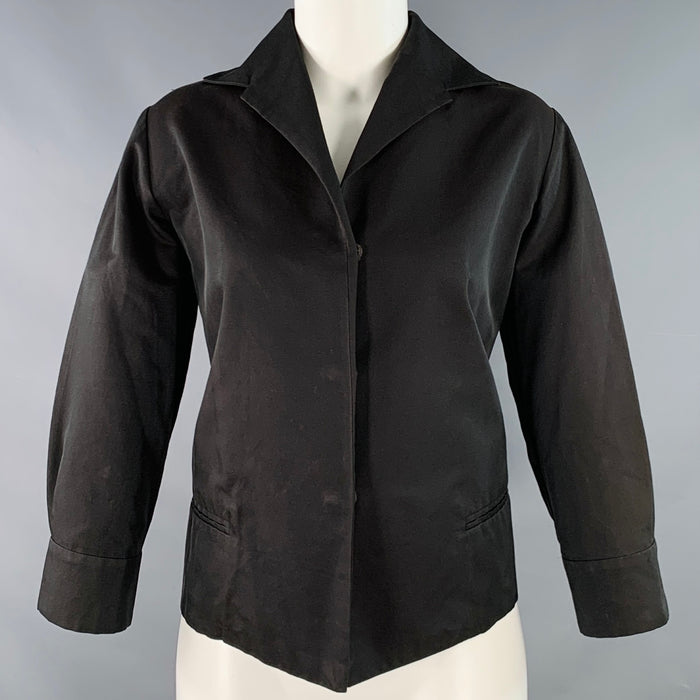MARNI Size 6 Black Cotton Polyester Twill Snaps Jacket Blazer