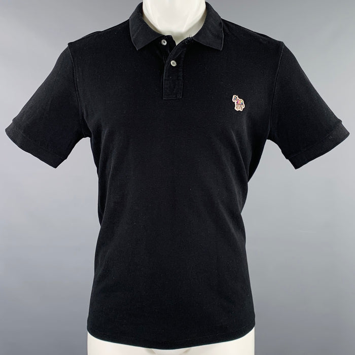 PS by PAUL SMITH Size M Black Patch Organic Cotton Half Placket Polo