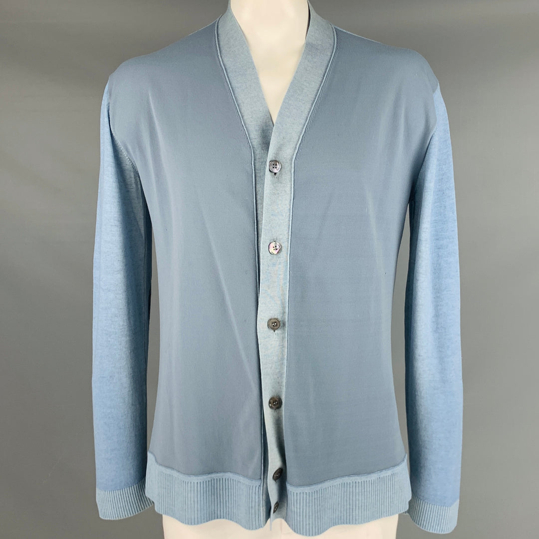 MARNI Size 44 Blue Wool Blend Elbow Patches Cardigan