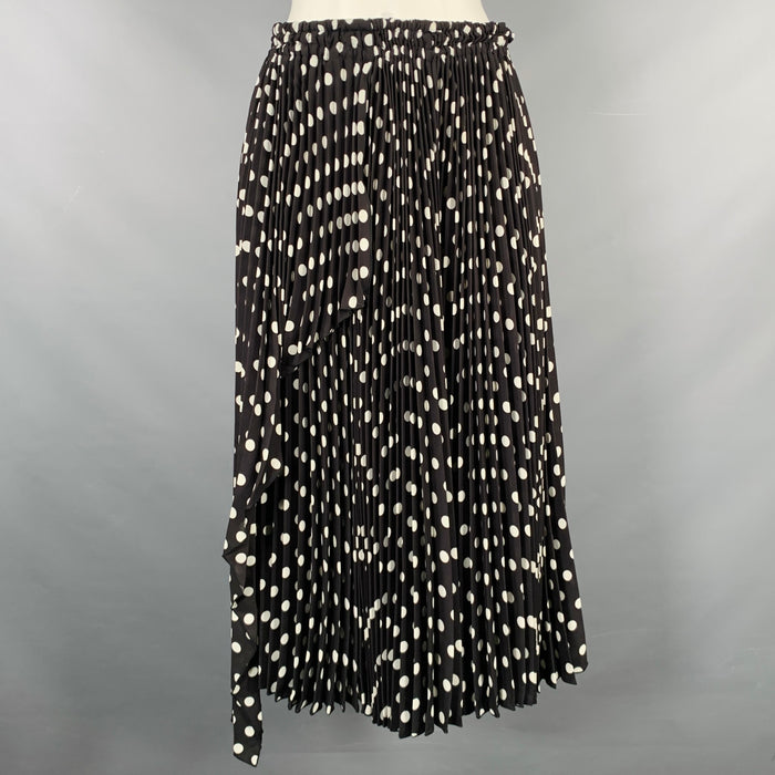 MARC JACOBS Size 2 Black White Polyester Polka Dot A-Line Skirt