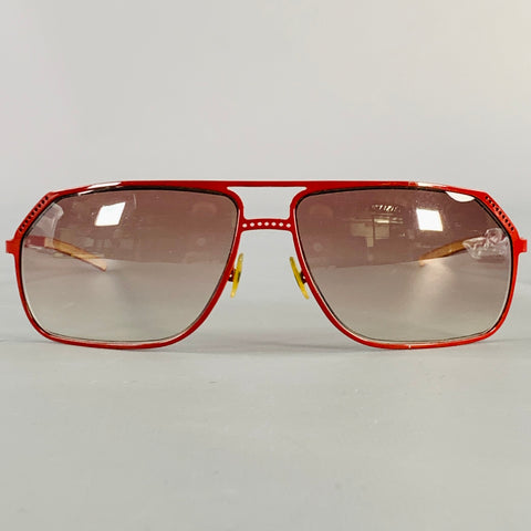 DIOR HOMME Red Metal Pilot Sunglasses