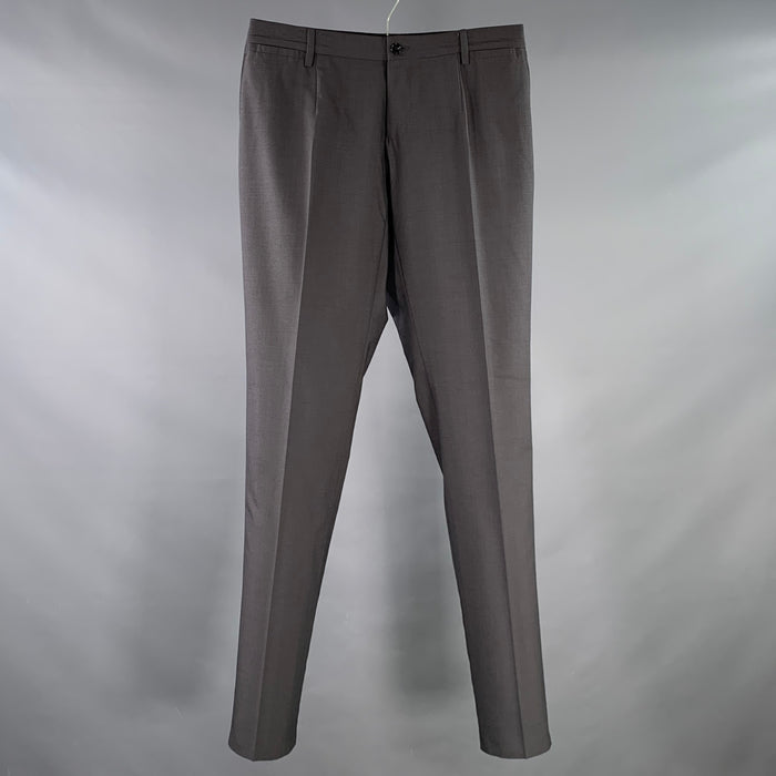 DOLCE & GABBANA Size 30 Charcoal Grey Wool Silk Flat Front Zip Fly Dress Pants