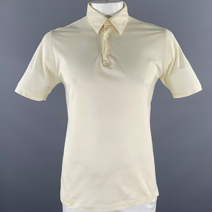 BRIONI Size XL Cream Pique Cotton Polo