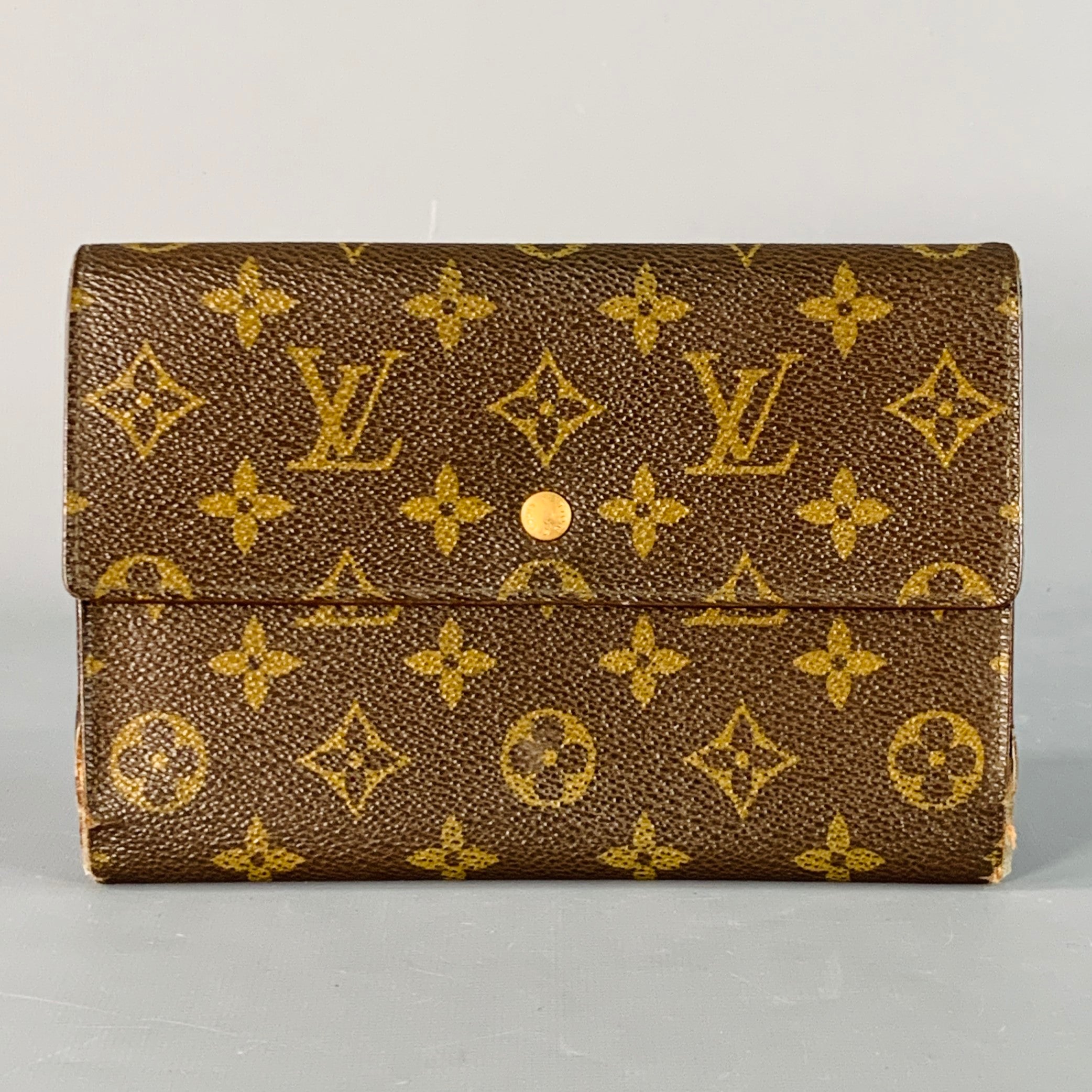 LOUIS VUITTON Brown Brass Monogram Coated Canvas Wallet – Sui