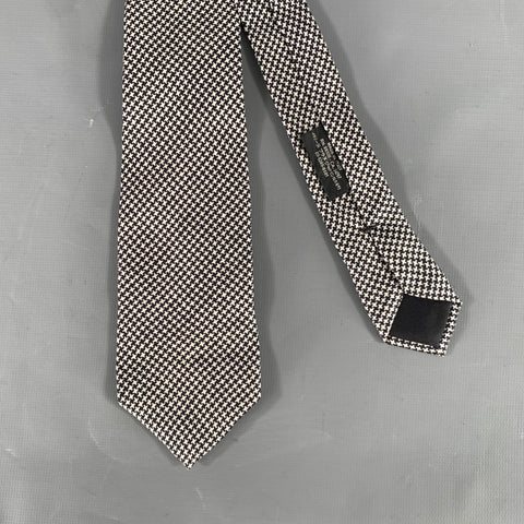 PRADA Black White Houndstooth Silk Tie