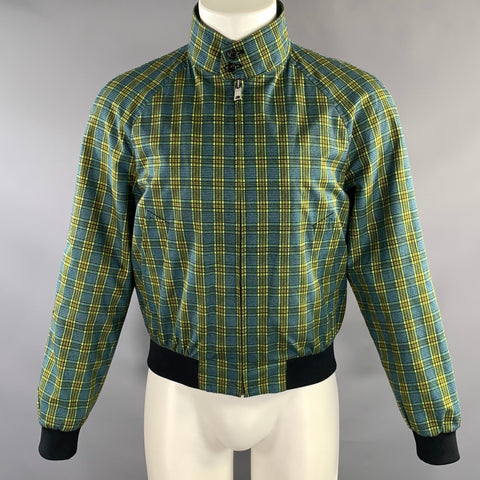 PRADA Size 36 Blue Green SGN671 Plaid Cotton Zip Up Jacket