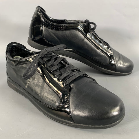 Y-3 Size 9 Black Mixed Patterns Leather Vulcanized sole Sneakers