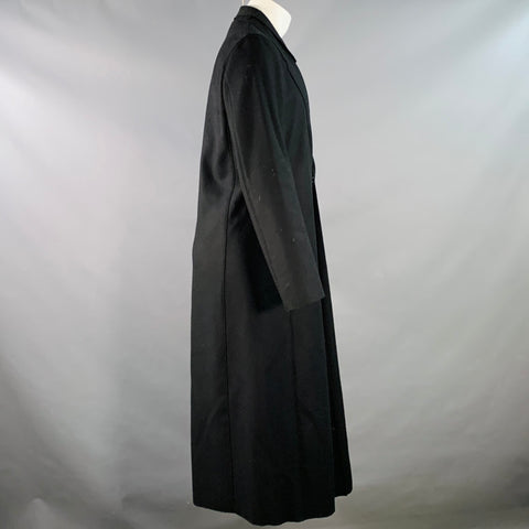 EMPORIO ARMANI Size 40 Black Virgin Wool Double Panel Hook Eye Coat